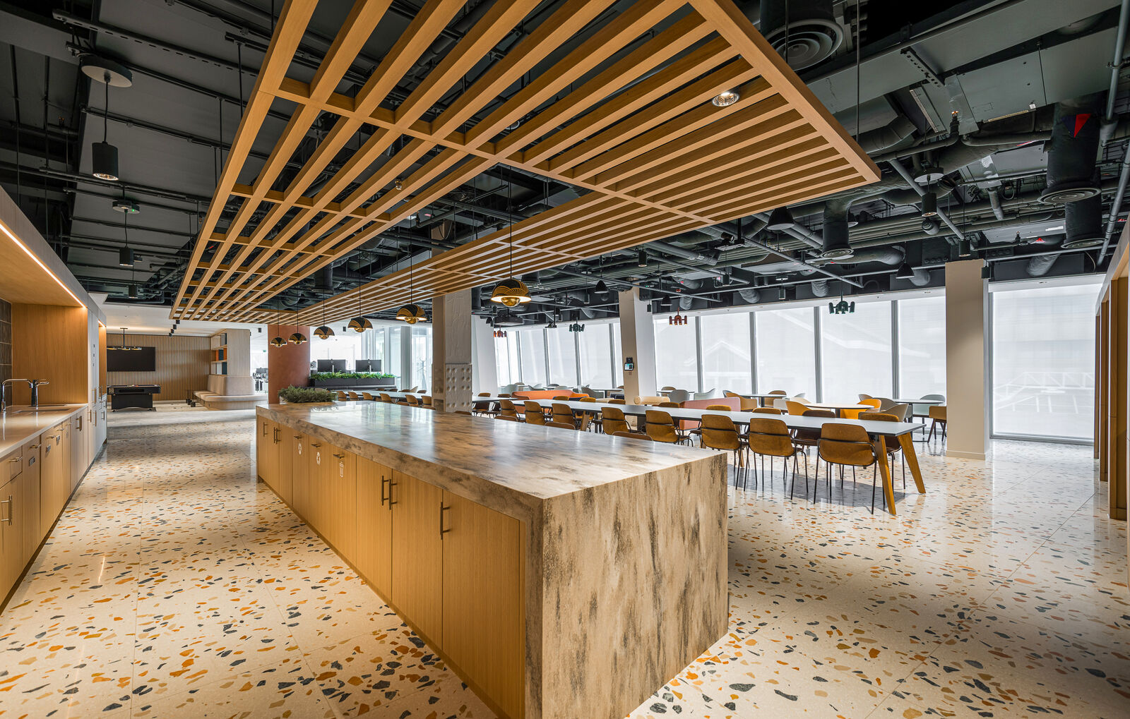 Ceiling Rafts and Exposed Services