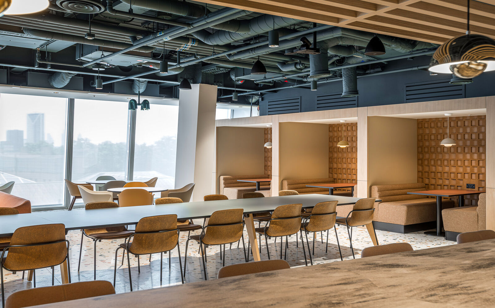The breakout was drawn as a soft transition into dining rather than a room off it.