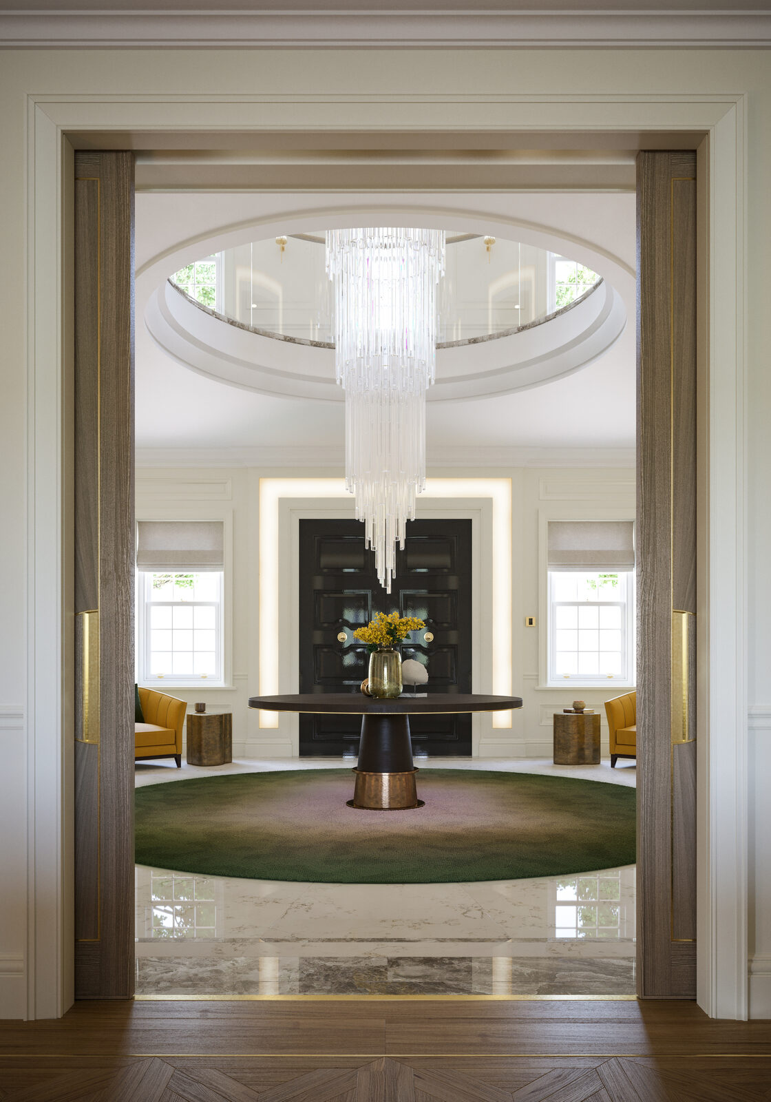 Rotunda and Chandelier, Oxshott Residence